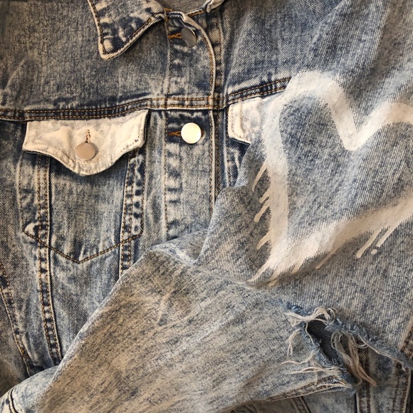 Wren & Glory Rare I Love You Denim Jacket Sz M - Picture 16 of 16